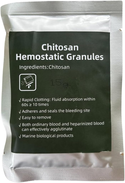 Chitosan Granules Blood Stop Powder- First Aid Powder for Blood Clotting - Trauma First Aid Kit for Camping Safety, Survival Equipment & Essential for Moderate to Severe Bleeding Wounds