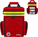 First Aid Backpack,Emergency Medical Backpack Empty, Survival Essentials Trauma Kit Bag First Responder Carrier for EMT, Paramedics, Red