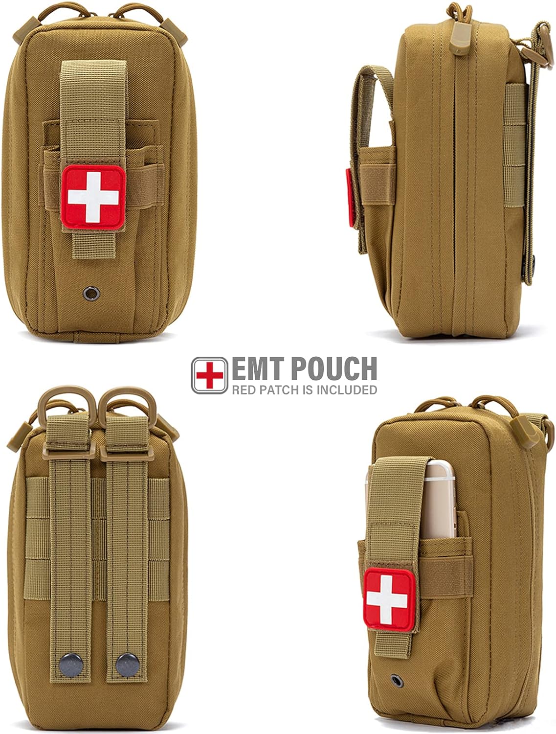 LIVANS Tactical MOLLE Medical Pouch, Rip-Away EMT First Aid Pouch IFAK Trauma Kit Everyday Carry Survival Bag Include Cross Patch