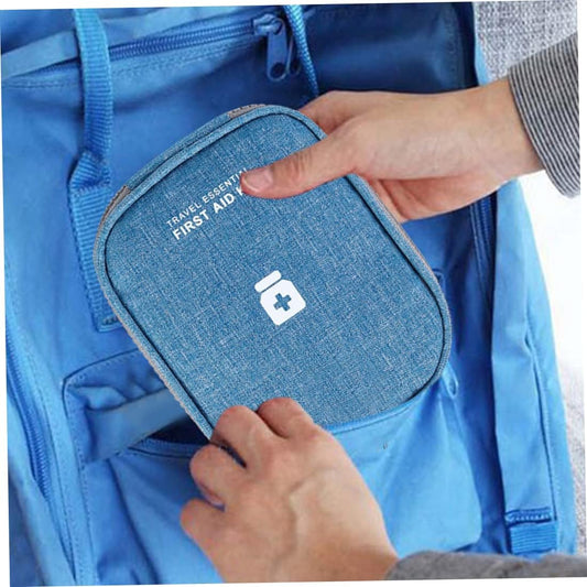 Travel First Aid Kit Pouch Empty Mini Pill Storage Bag Emergency Box for Camping Hiking Sky Blue First Aid Kits