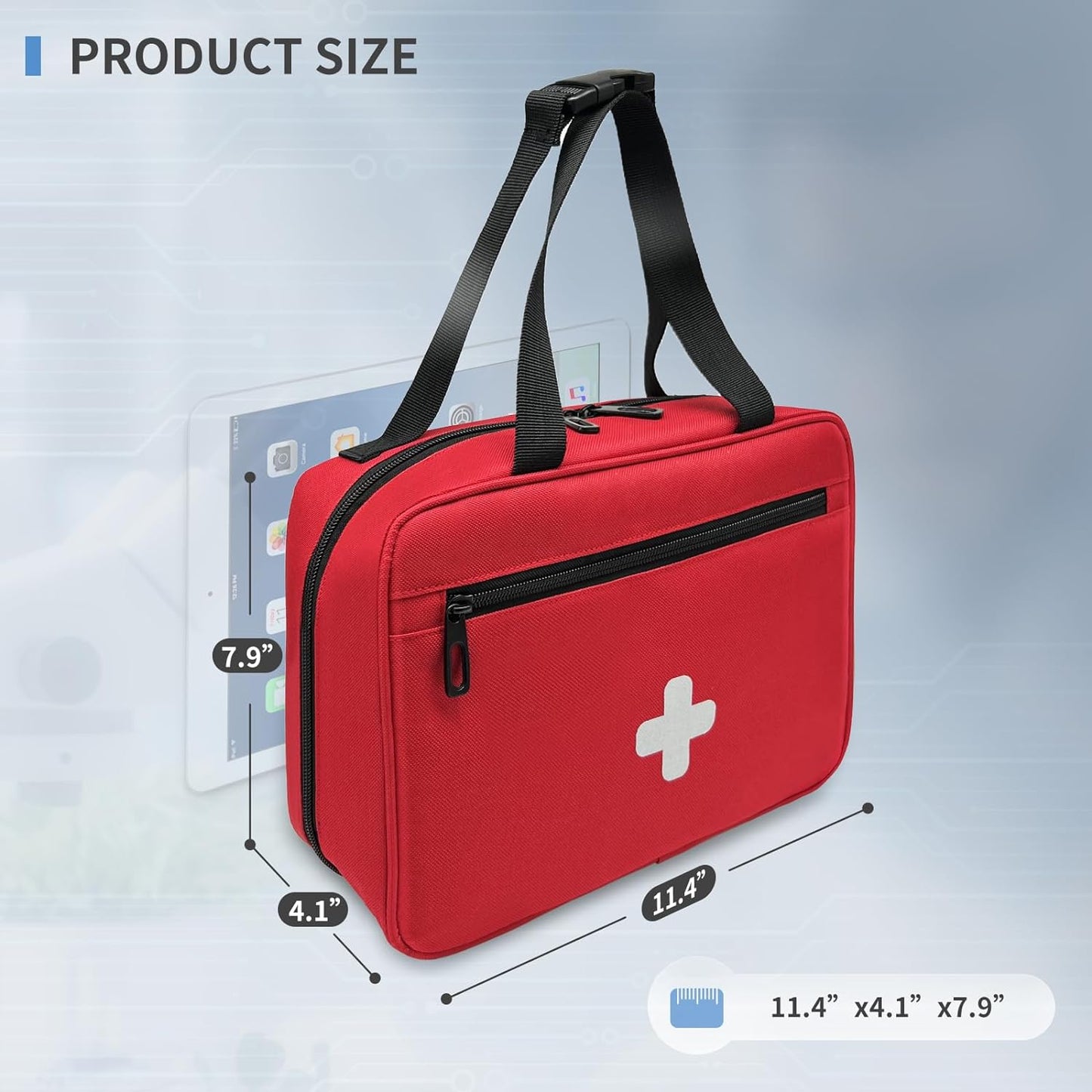 First Aid Bag Empty, Compact and Portable Medical Supplies Organizer with Multiple Compartments, Emergency Trauma Bag for Travel, Camping, Hiking, Car, Travel and Home Use, Red(Bag Only)