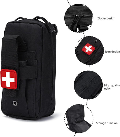 First Aid Kit Bag, Nylon Pouches with Multiple Pockets Tactical Emergency Empty First Aid First Aid Kit Refill with Snap Straps First Aid Kits First Aid Bag for Outdoor Hiking Camping Climbing.