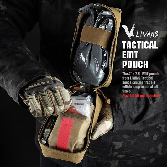 LIVANS Tactical MOLLE Medical Pouch, Rip-Away EMT First Aid Pouch IFAK Trauma Kit Everyday Carry Survival Bag Include Cross Patch