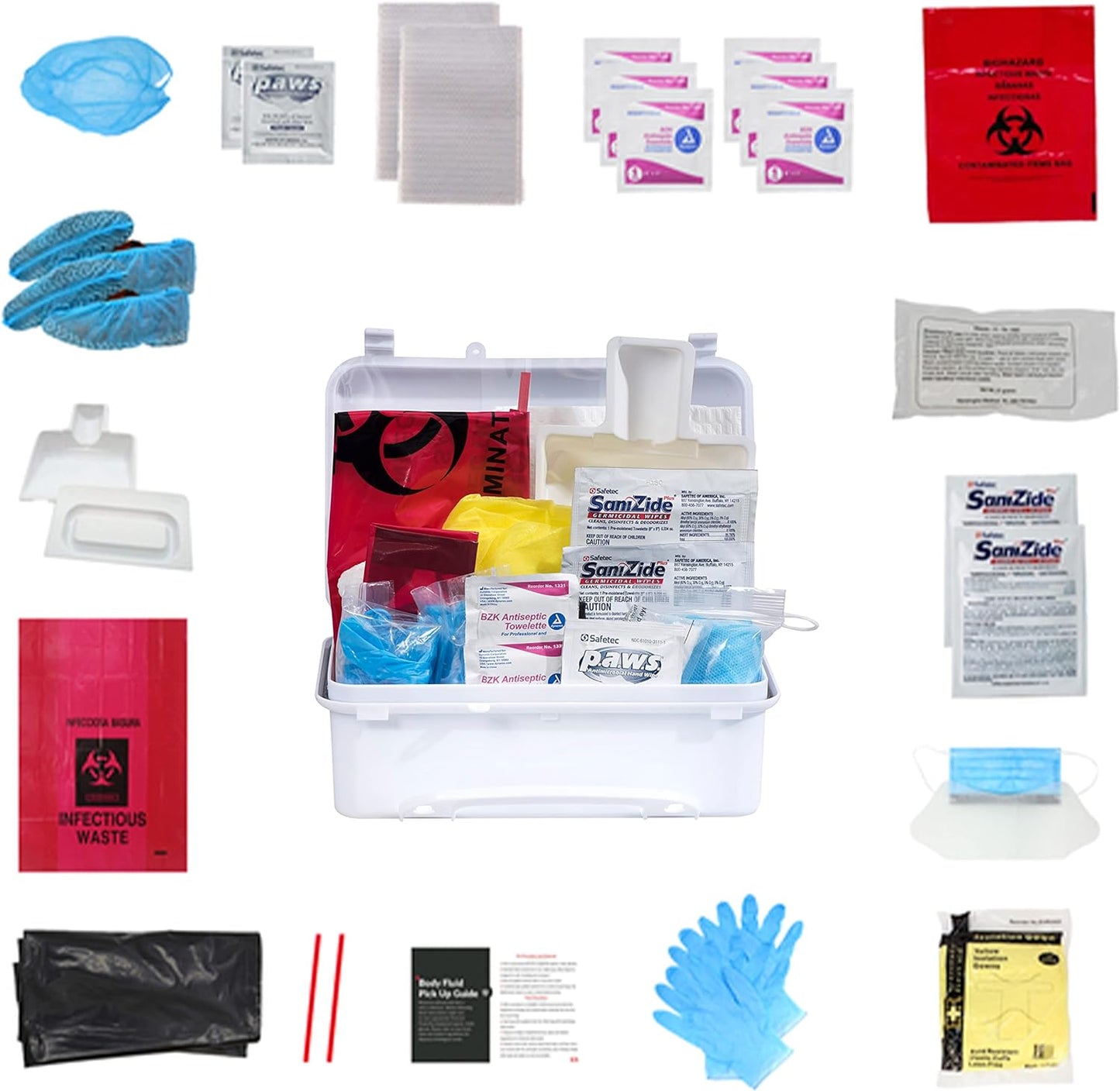 Ever Ready First Aid Bodily Fluids Clean Up Kit with Instructions and Wall Mountable Case, OSHA Compliant – 31 Pieces