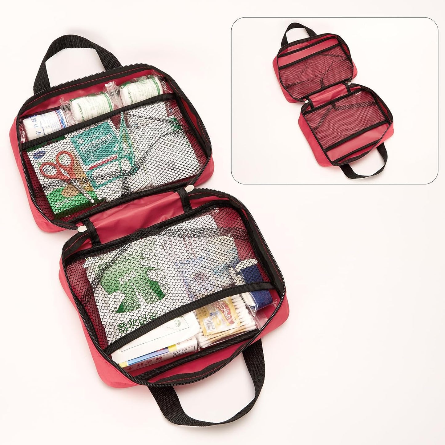 Household First Aid Bag,First Aid Kit Empty Bag,Medical Storage Bag Pouch for Travel - Red