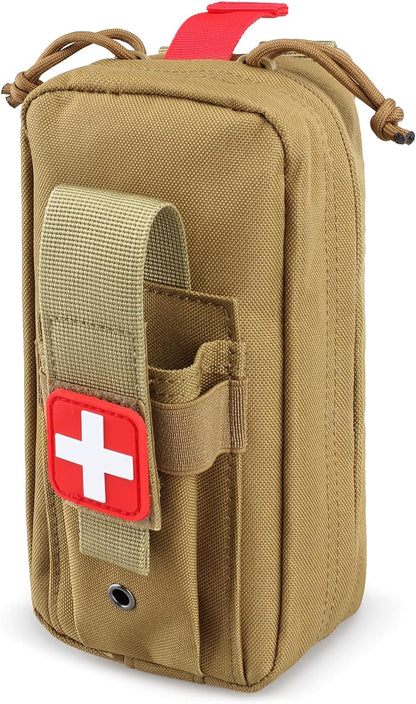 LIVANS Tactical MOLLE Medical Pouch, Rip-Away EMT First Aid Pouch IFAK Trauma Kit Everyday Carry Survival Bag Include Cross Patch