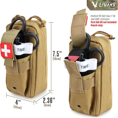 LIVANS Tactical MOLLE Medical Pouch, Rip-Away EMT First Aid Pouch IFAK Trauma Kit Everyday Carry Survival Bag Include Cross Patch