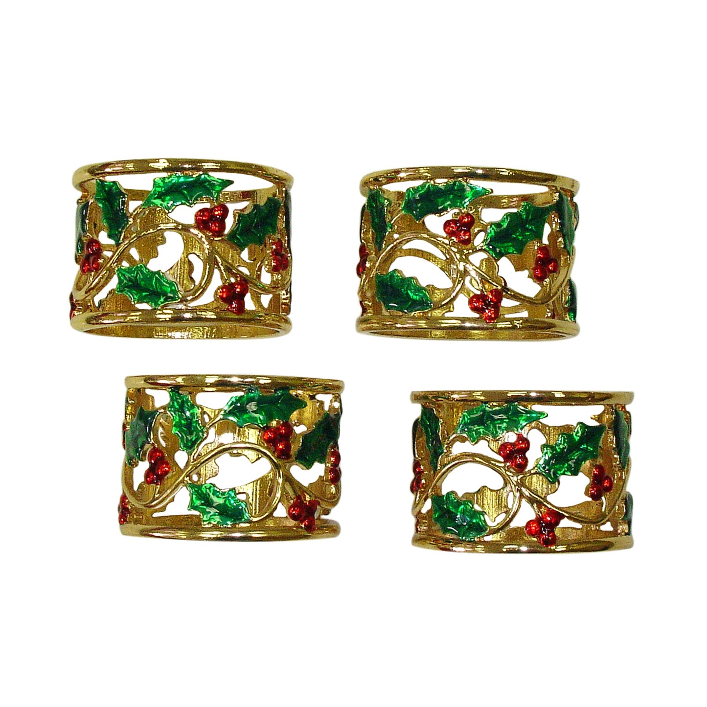 Holly & Berry Napkin Rings, Set of 4