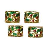 Holly & Berry Napkin Rings, Set of 4