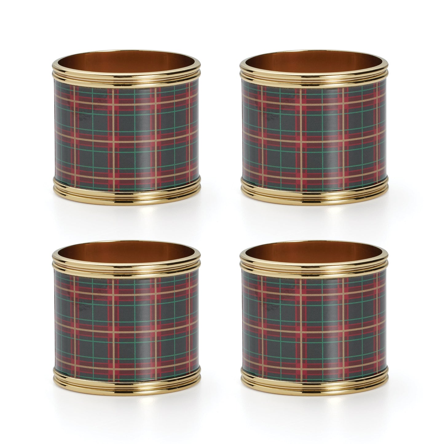 Holiday Nouveau Plaid Napkin Rings S/4