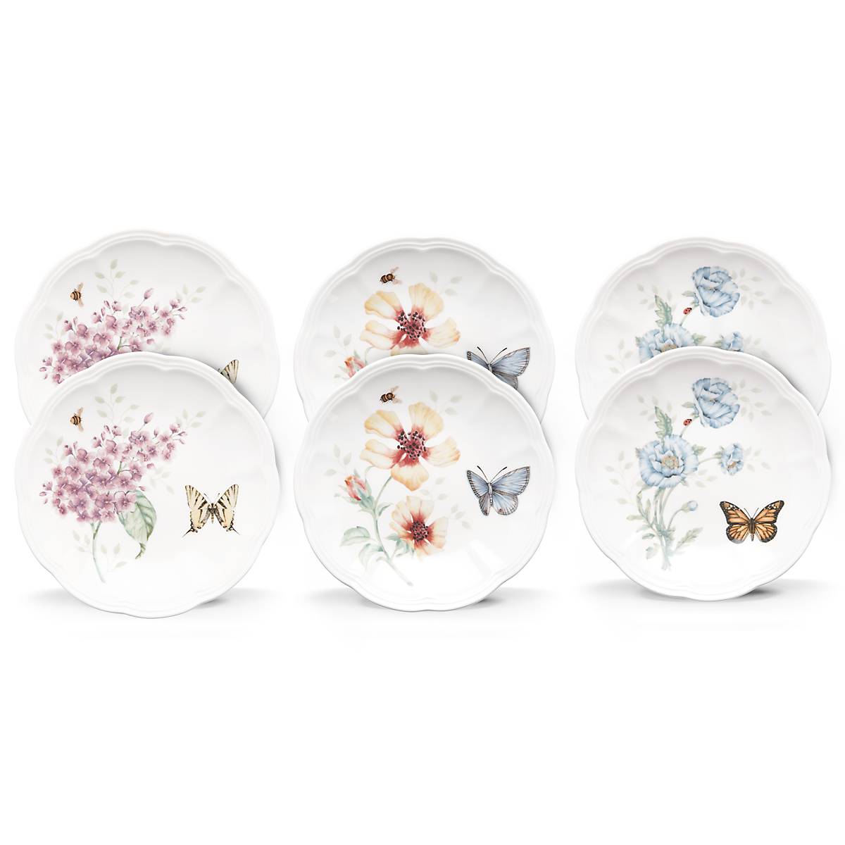 Butterfly Meadow 6-Piece Tidbit Plate Set