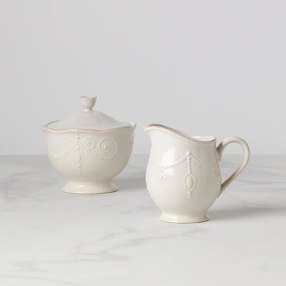 French Perle White Sugar & Creamer