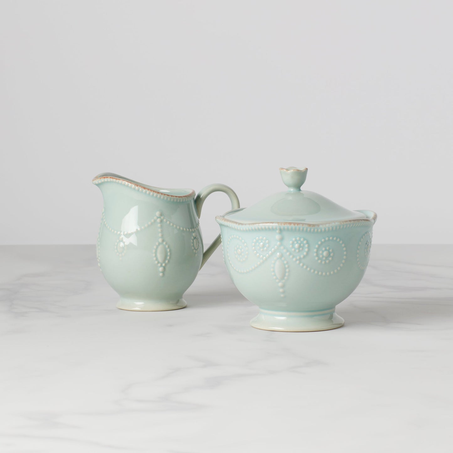 French Perle White Sugar & Creamer