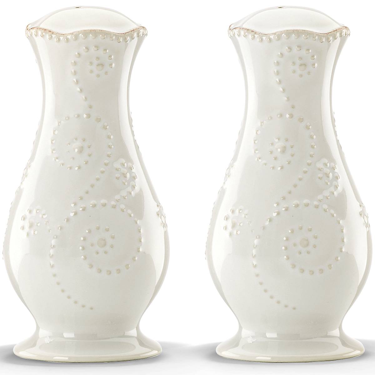 French Perle White Salt and Pepper Set