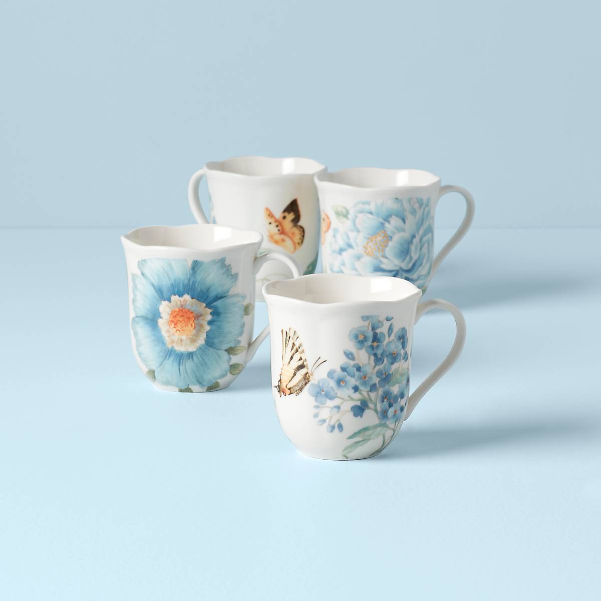 Butterfly Meadow Blue 4-Piece Mug Set