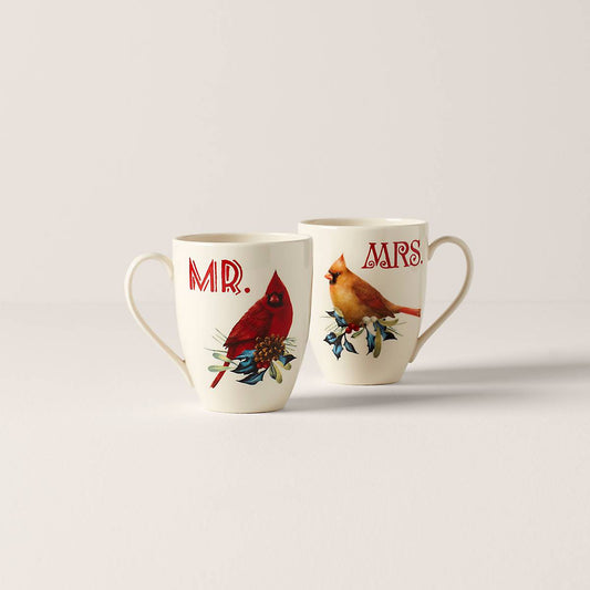 Winter Greeting 2-Piece Mr & Mrs Mug Set