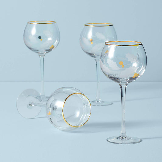 Holiday Gold 4-Piece Balloon Glass Set