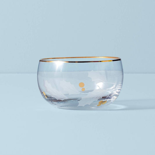 Holiday Gold Glass Nut Bowl