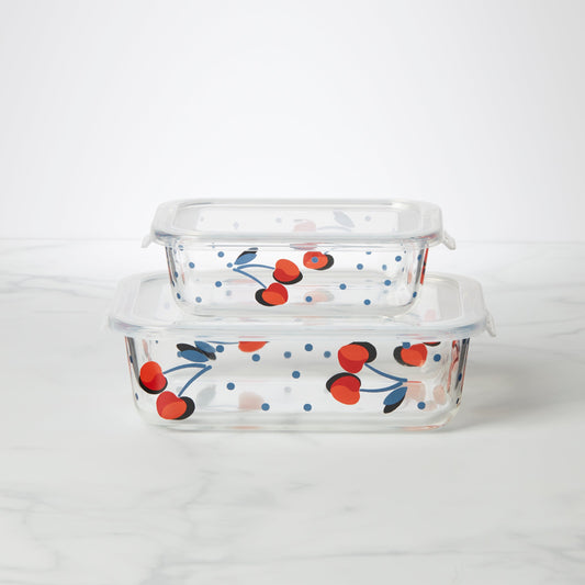 Vintage Cherry Dot 2-Piece Rectangular Storage Set