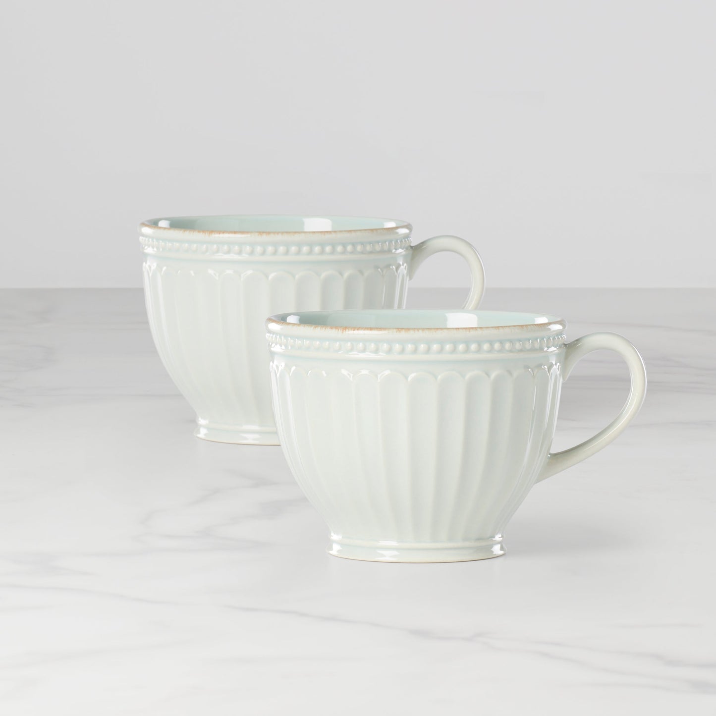 French Perle Groove 2-Piece Latte Mug Set