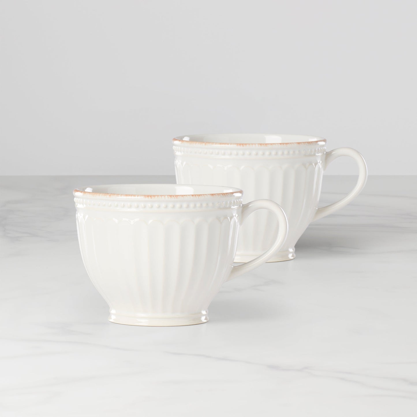 French Perle Groove 2-Piece Latte Mug Set