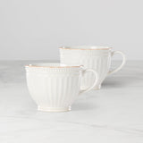 French Perle Groove 2-Piece Latte Mug Set