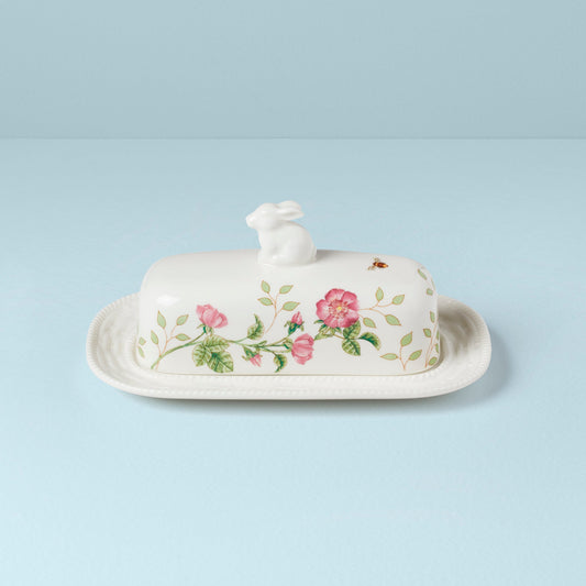 Butterfly Meadow Bunny Covered Butter Dish