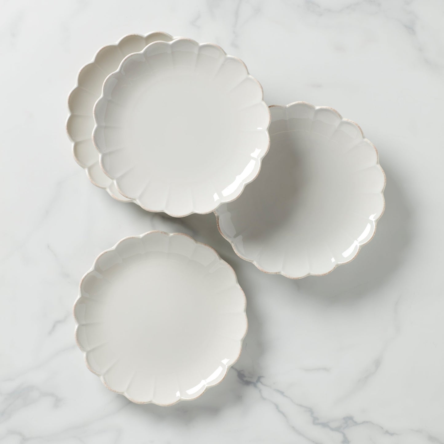 French Perle Scallop 4-Piece Accent Plate Set