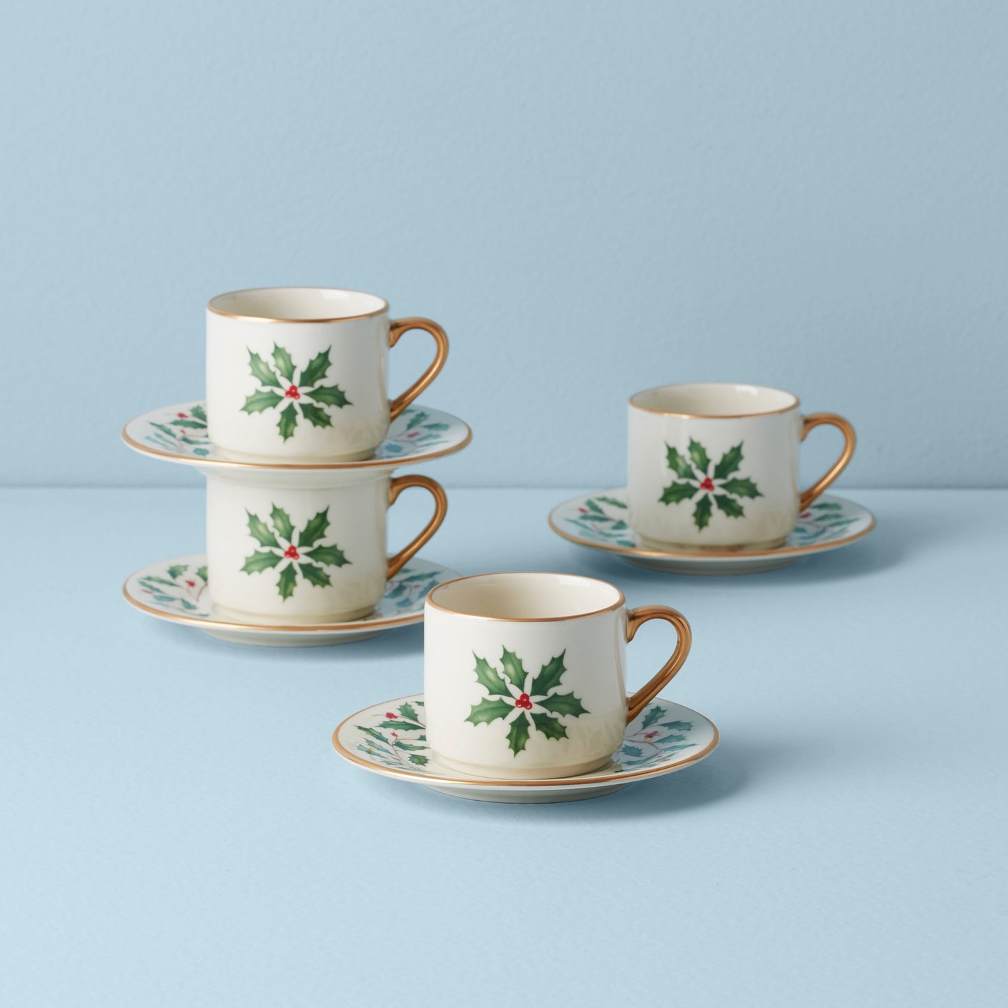 Holiday Espresso Cup & Saucer, S/4