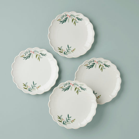 French Perle Berry Accent Plates, Set of 4