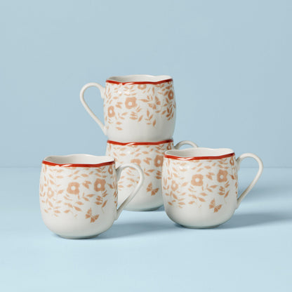 Butterfly Meadow Cottage 4-Piece Mugs