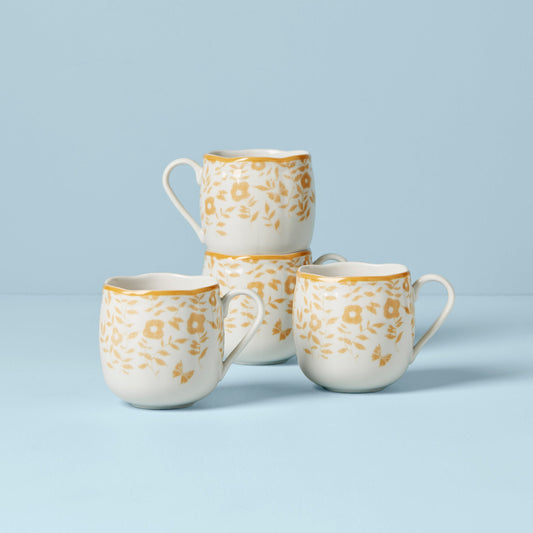 Butterfly Meadow Cottage 4-Piece Mugs