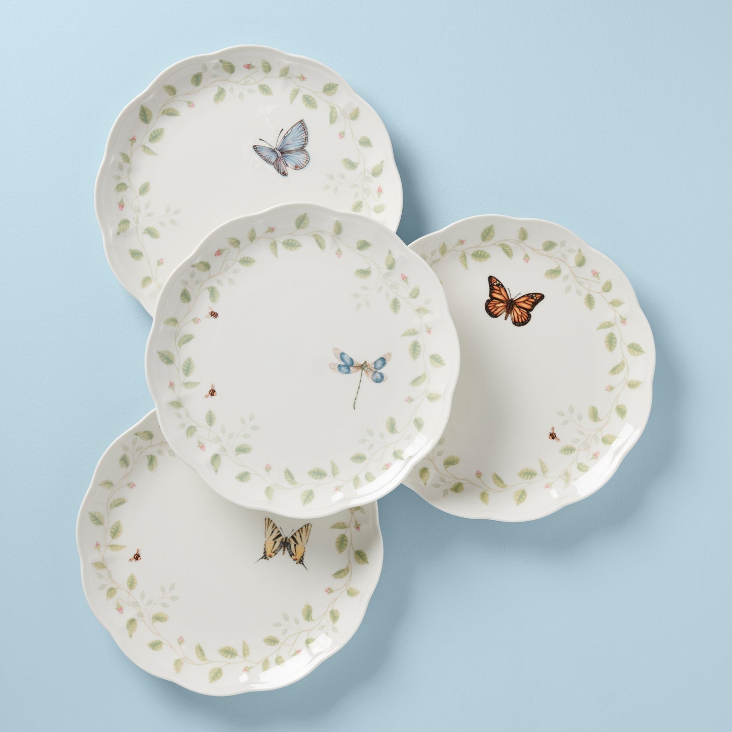 Butterfly Meadow Vines 4PC Dinner Plate Set