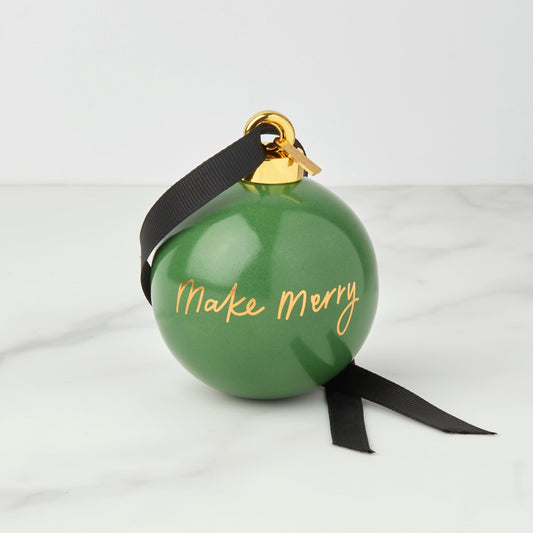 Make Merry Green Ball Ornament