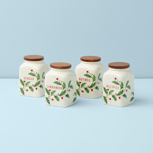 Holiday Baking Spice Jars, Set of 4