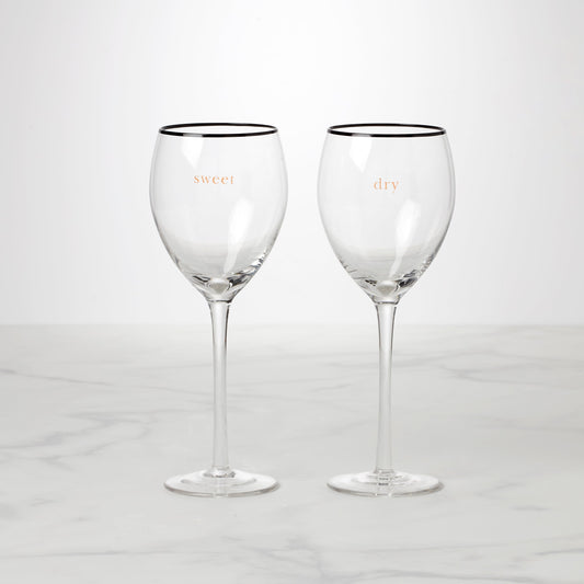 Cheers To Us Sweet & Dry Wine Glasses, Set of 2