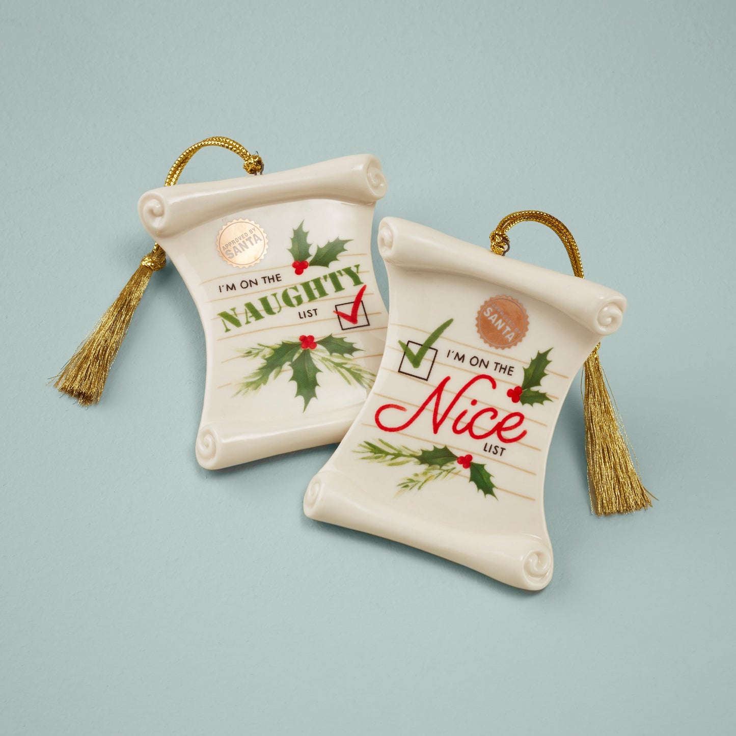 Naughty & Nice 2-Piece Ornament Set