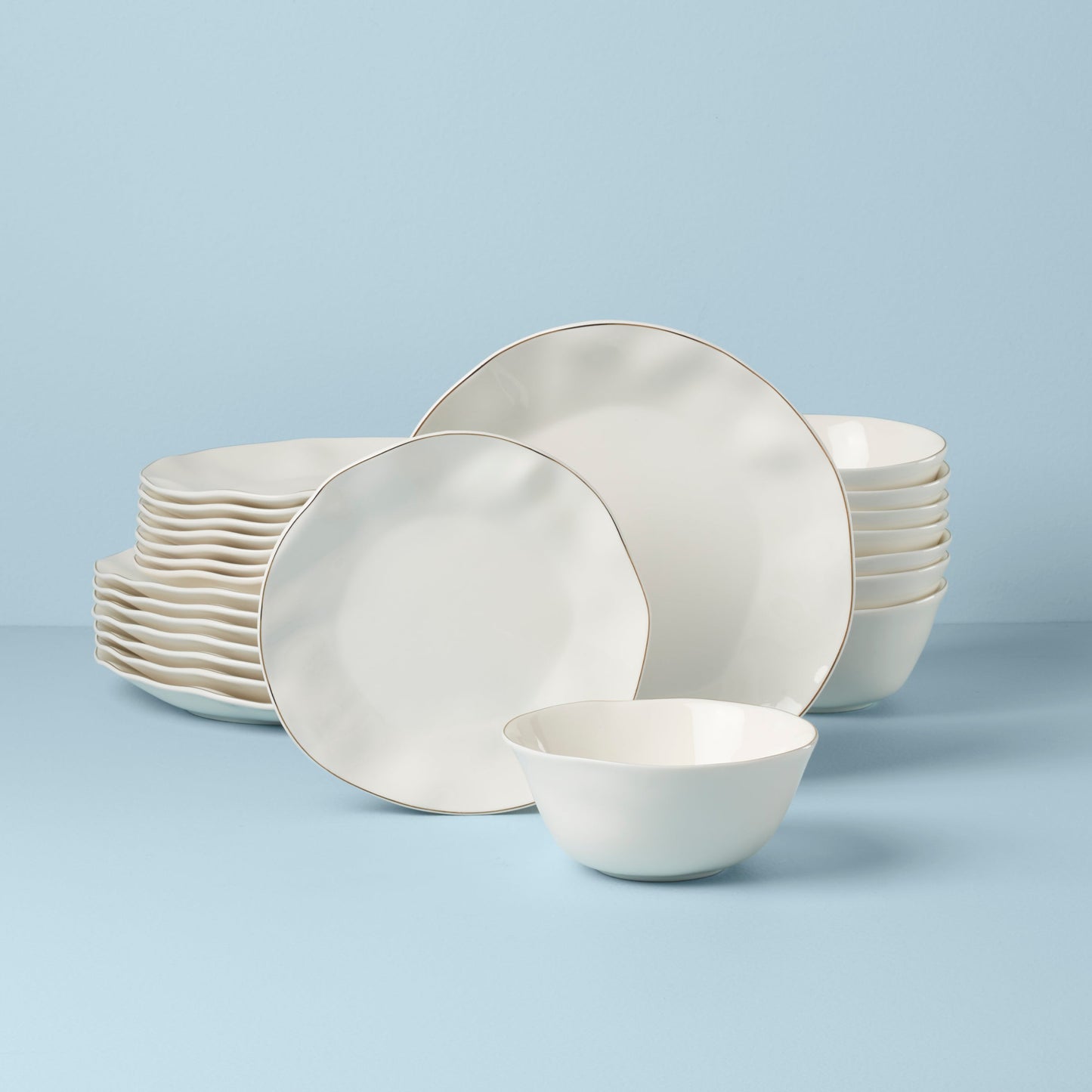 Blue Bay White 24-Piece Dinnerware Set