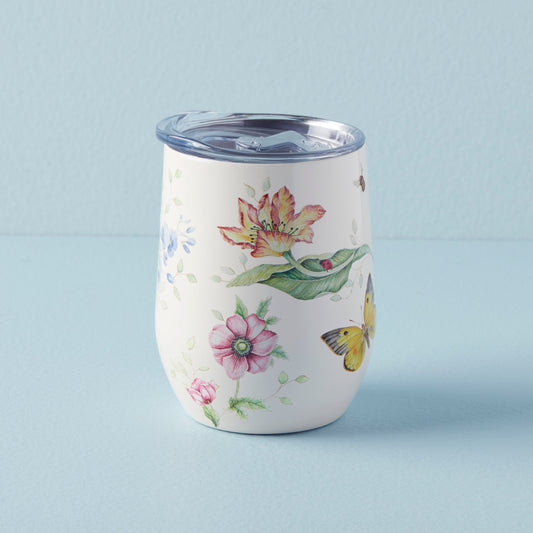 Butterfly Meadow Cream Stainless Wine Tumbler