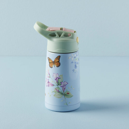 Butterfly Meadow Blue Stainless Kids Water Bottle