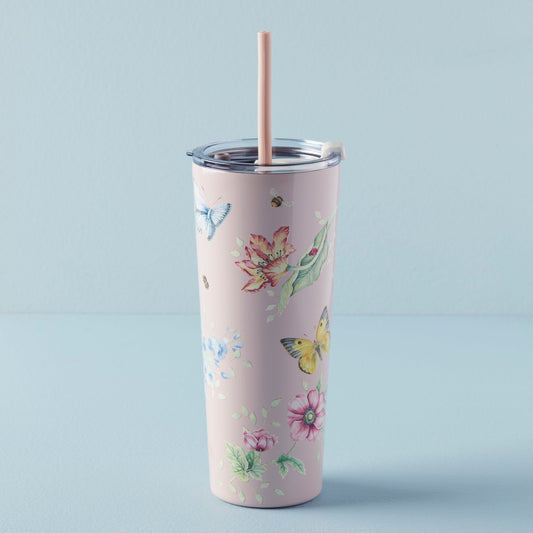 Butterfly Meadow Pink Stainless Steel Tumbler